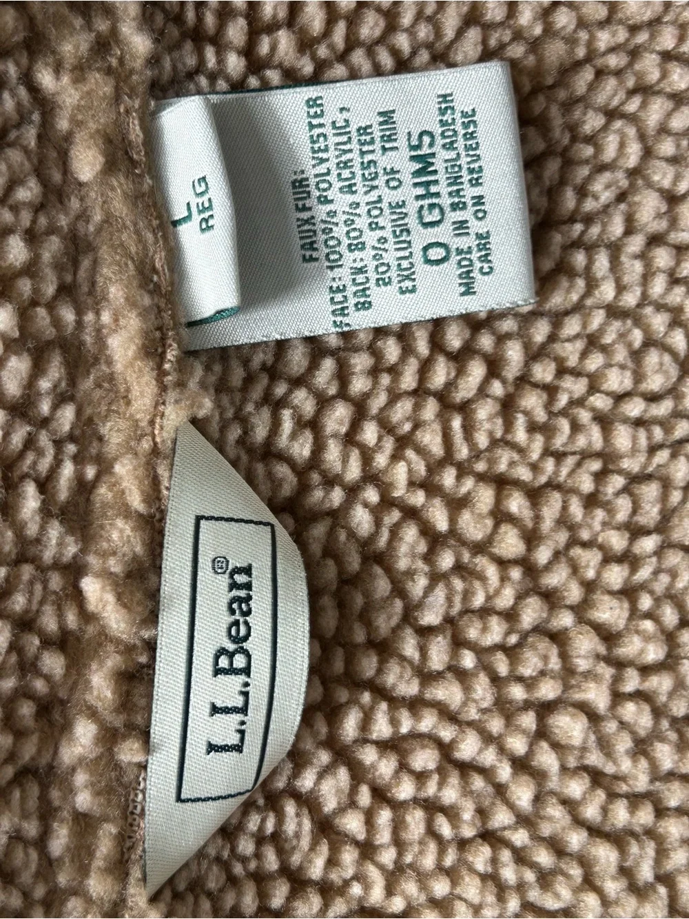 L.L. Bean Sherpa Lined Faux Suede Shearling Jacket Womens Sz L Barn Chore Coat - Picture 3 of 4